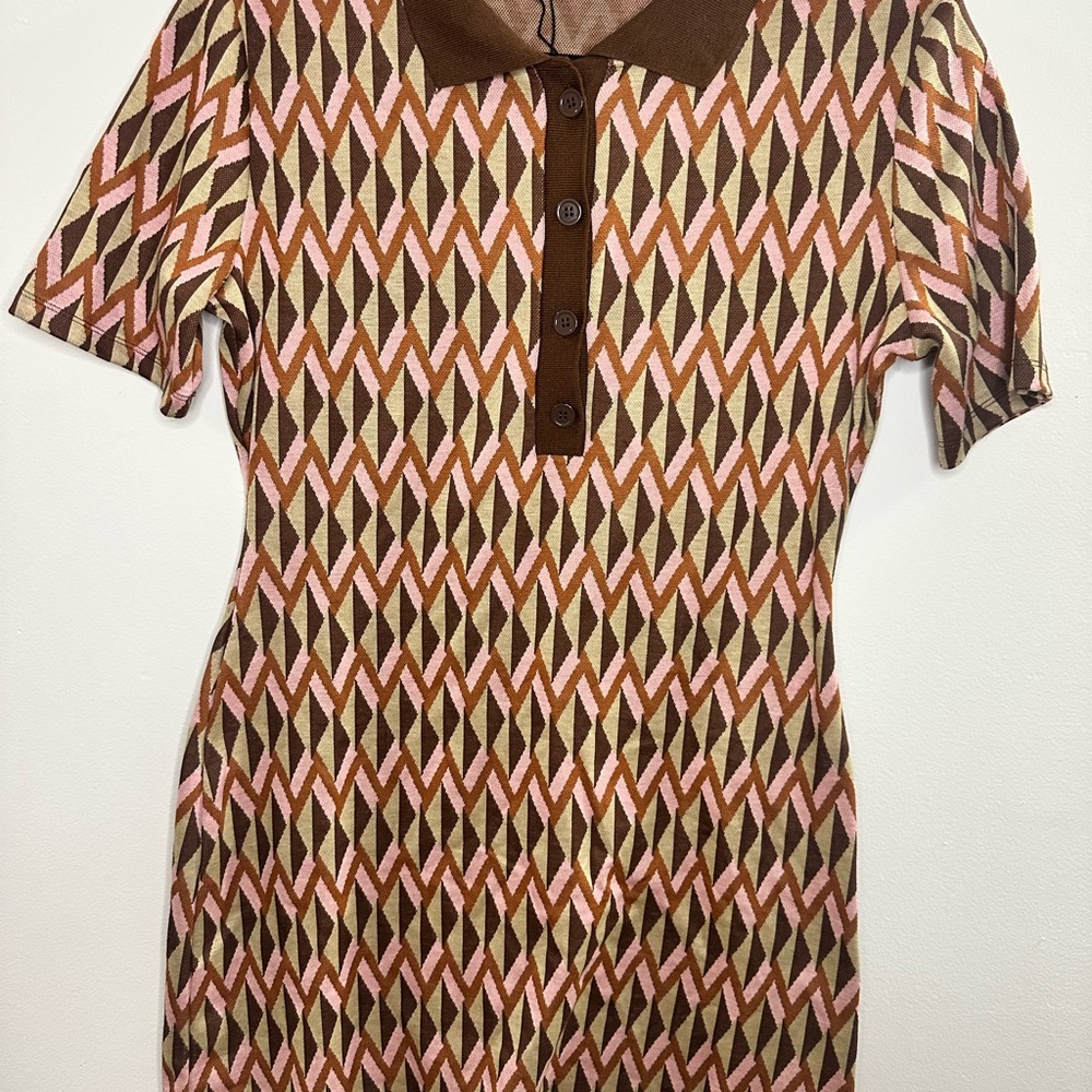 Zara Geometric Patterned Polo Dress